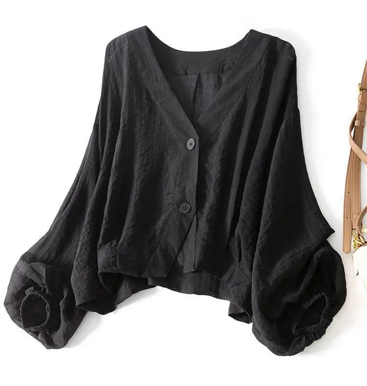 Arabelle - Women's Blouse with Button Front and V-Neck - photo 2