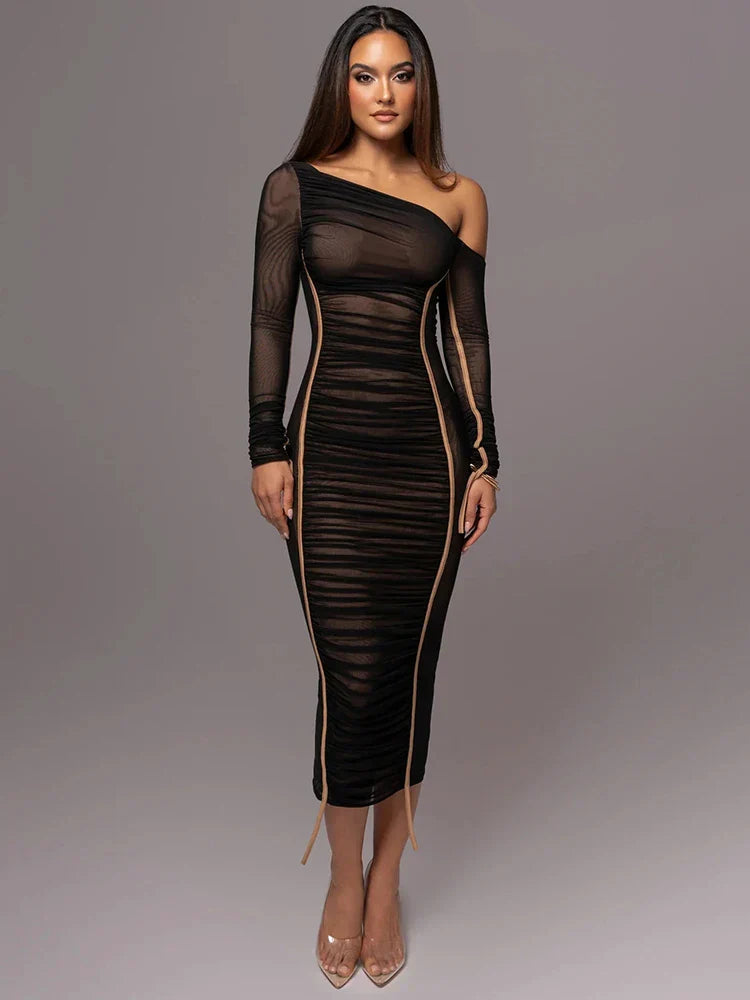 Arbella - Women's Dress with Ruching and One-Shoulder Neckline - photo 3