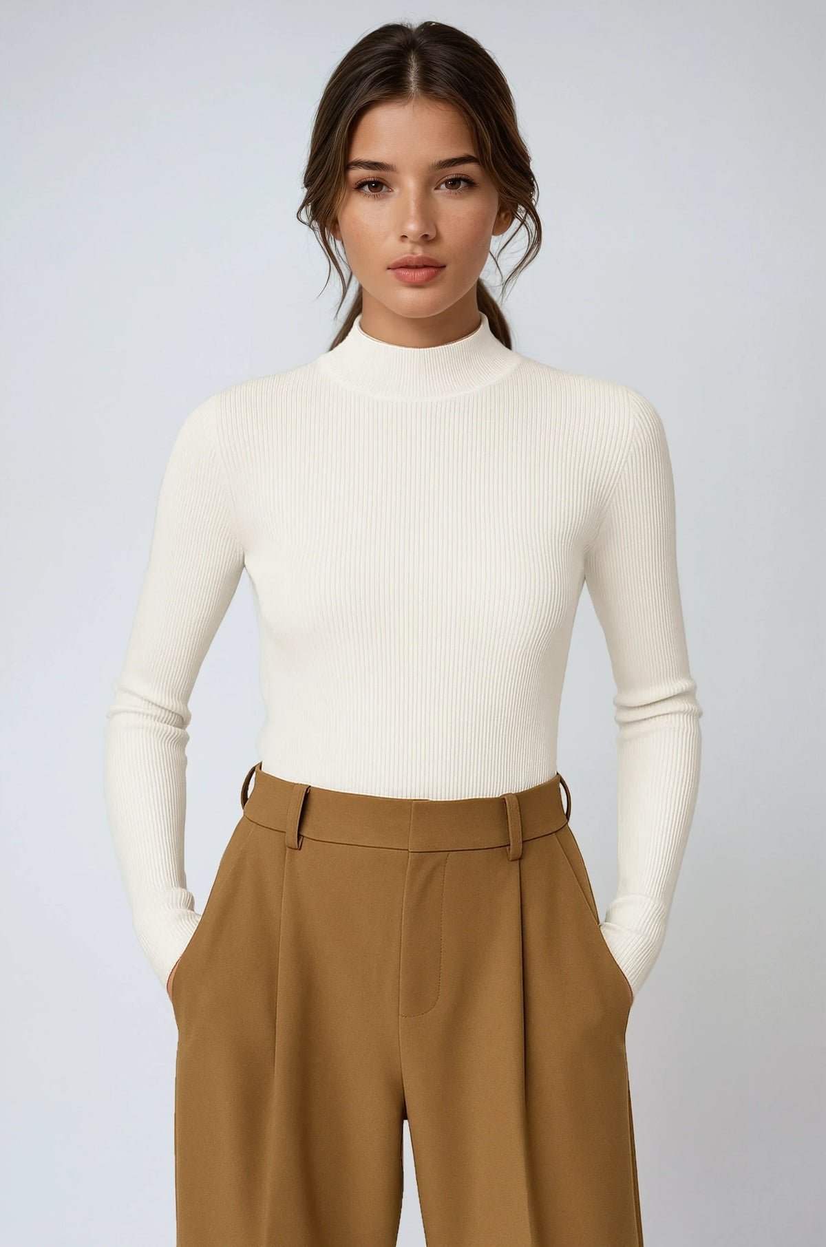 Arbella - Women's Ribbed Jumper with Roll Neck - photo 1