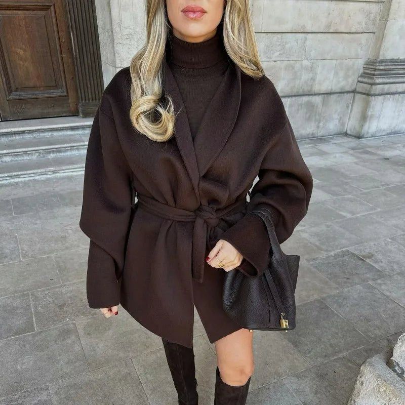Aubrey - Women's Wrap Coat with Tie Belt - photo 1