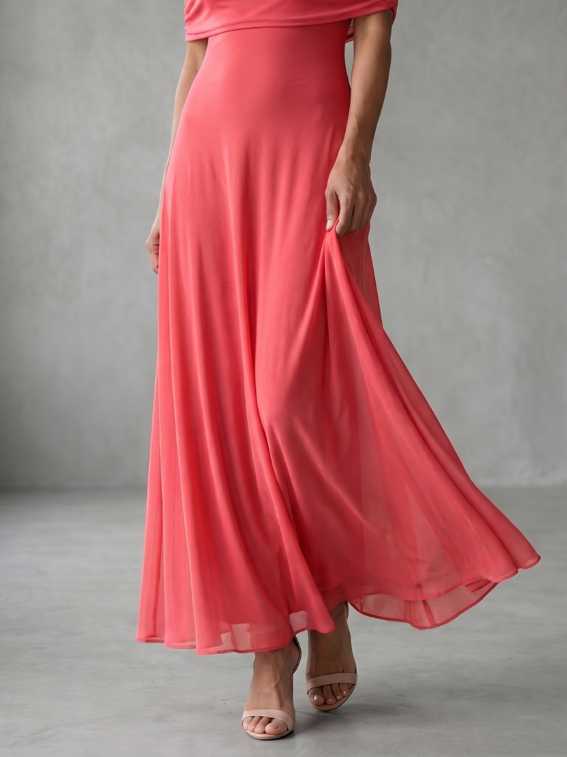 Aurore - Women's Flowing Maxi Dress with Off-Shoulder Neckline - photo 7