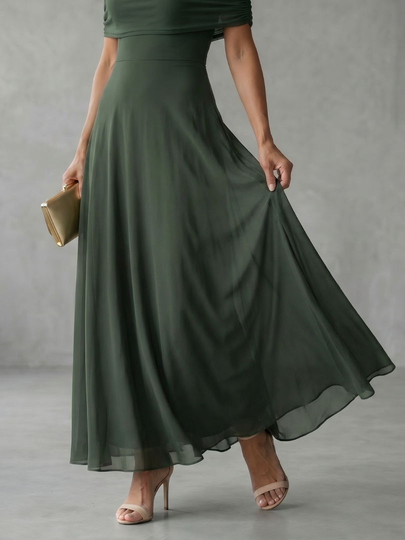 Aurore - Women's Flowing Maxi Dress with Off-Shoulder Neckline - photo 8
