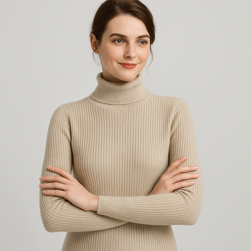 Autumn - Women's Ribbed Jumper with Roll Neck - photo 7