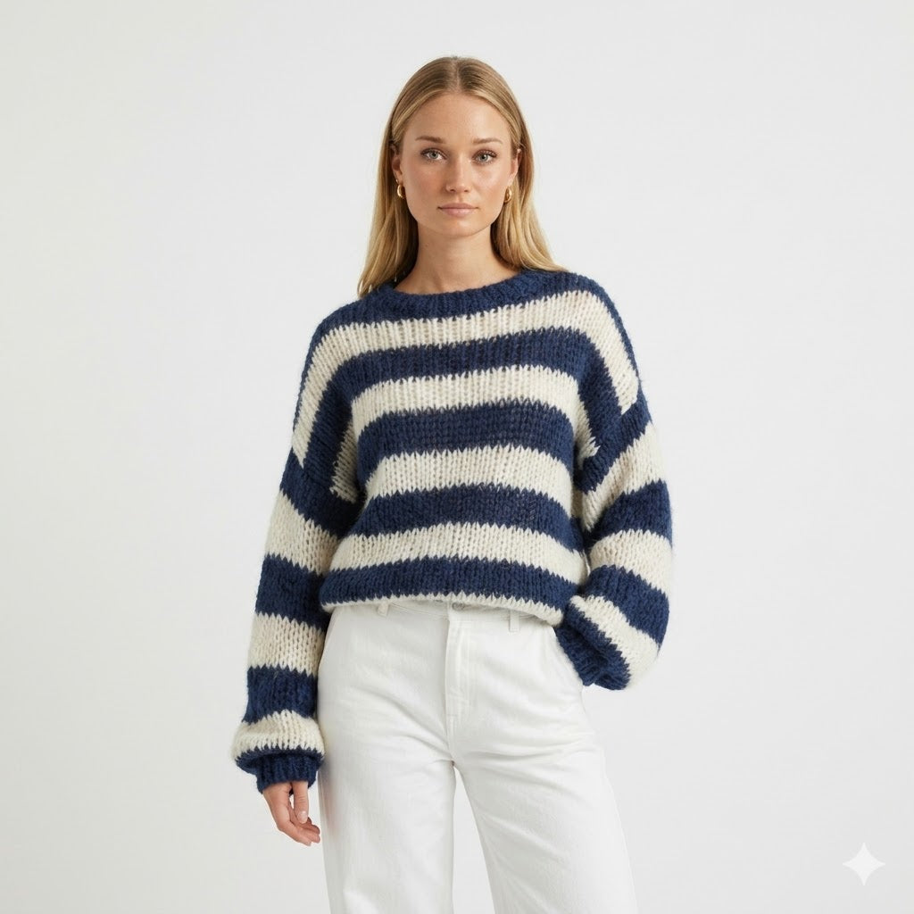 Averill - Women's Knitted Jumper with Stripe - photo 1