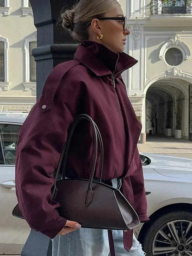 Barbara - Women's Bomber Jacket with Side Pockets and Collar - photo 3