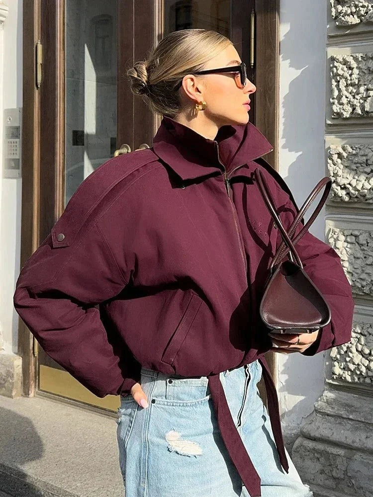 Barbara - Women's Bomber Jacket with Side Pockets and Collar - photo 4