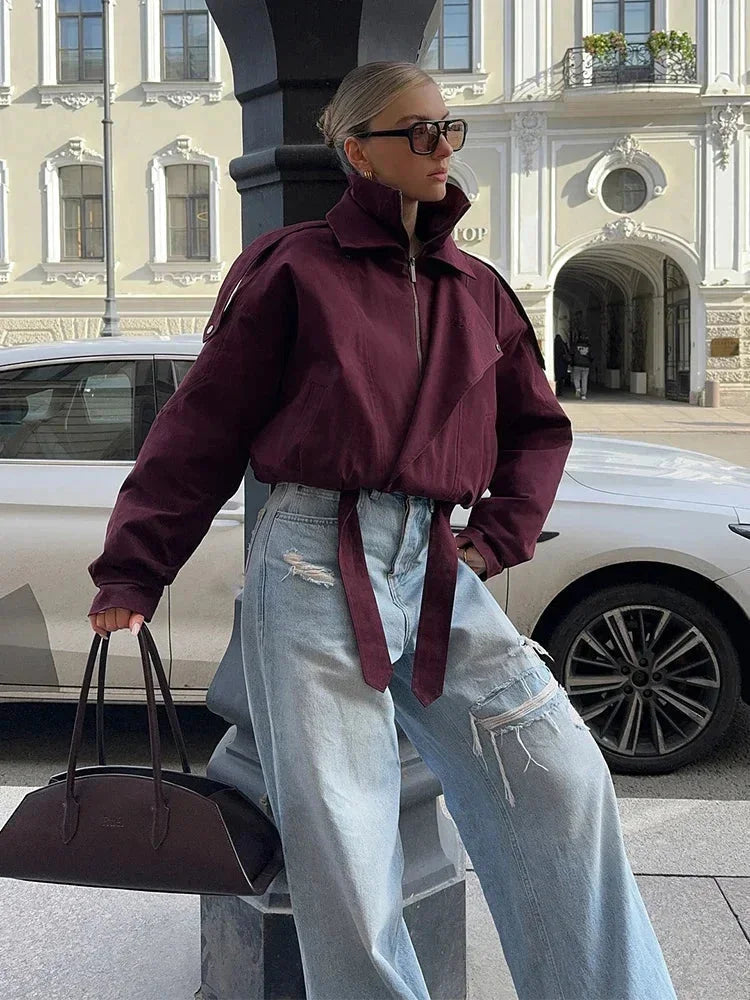 Barbara - Women's Bomber Jacket with Side Pockets and Collar - photo 5