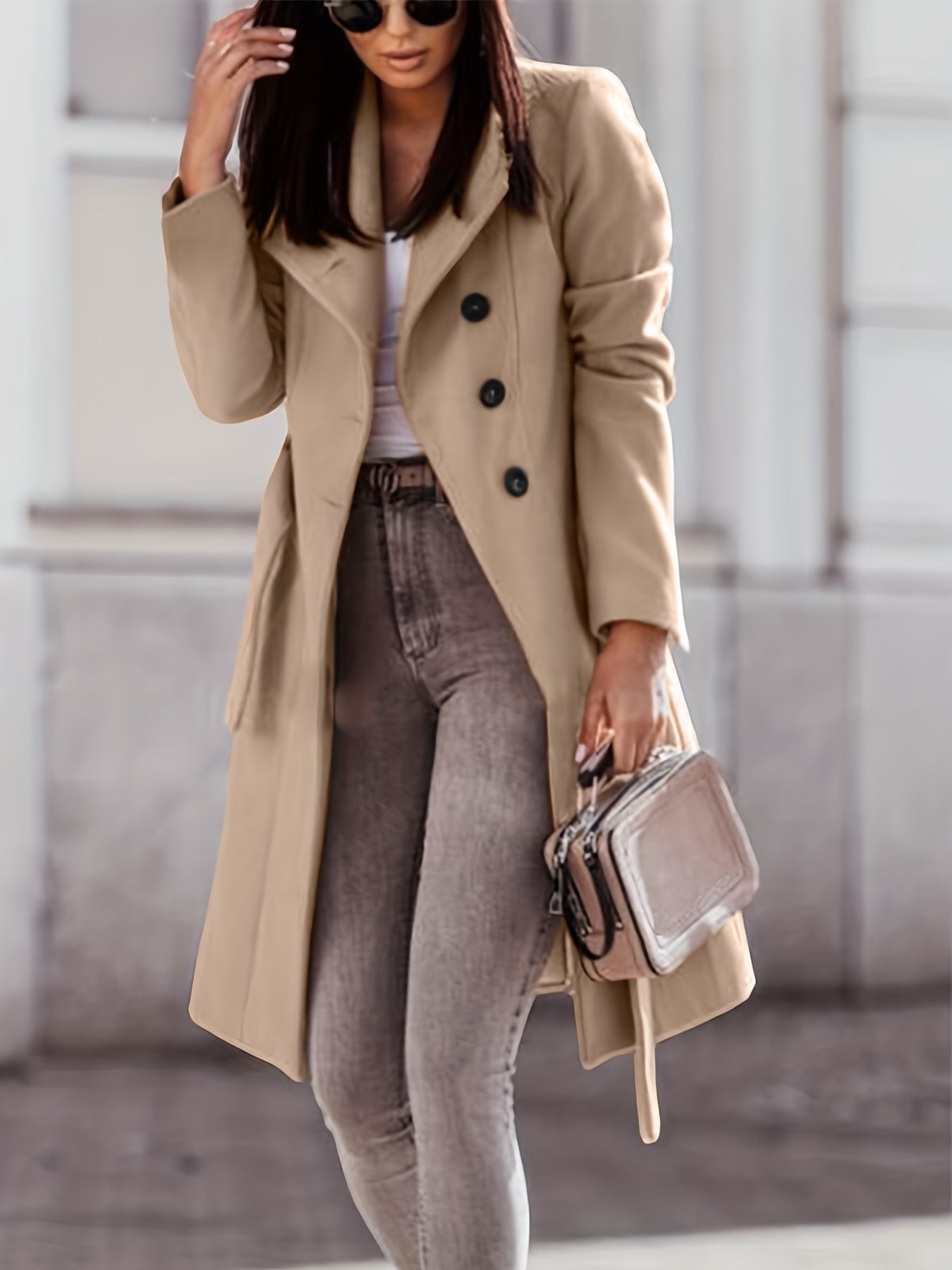 Women's Trench Coat with Long Classic Silhouette