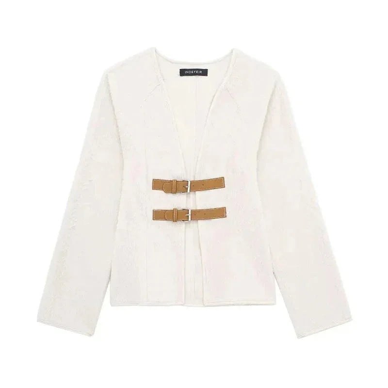 Benedicta - Women's Knitted Gilet with Stripe - photo 6