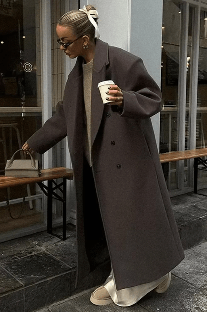 Bernadette - Women's Longline Coat with Double-Breasted Front - photo 4