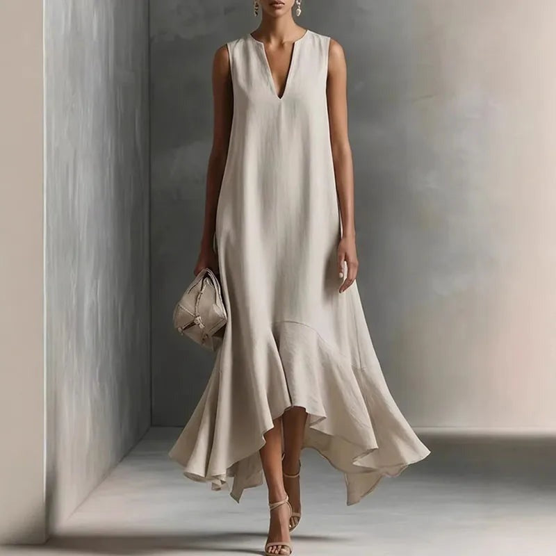 Blanche - Women's Bohemian Maxi Dress with Ruffle Hem - photo 1