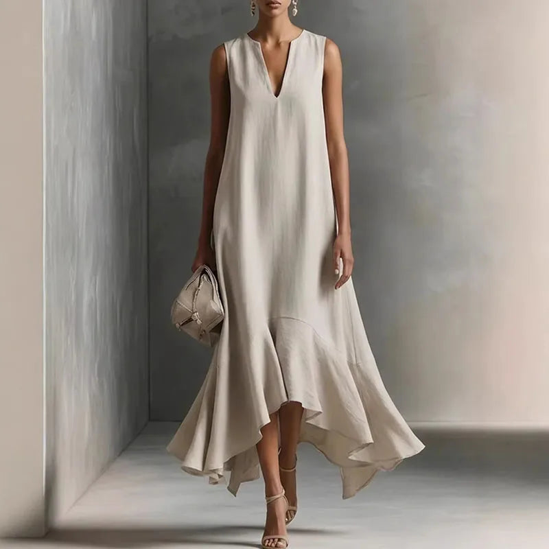 Blanche - Women's Bohemian Maxi Dress with Ruffle Hem - photo 1
