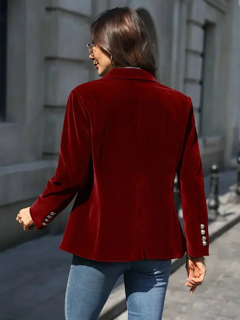 Holly - Women's fitted velvet blazer with modern decorative buttons - photo 17