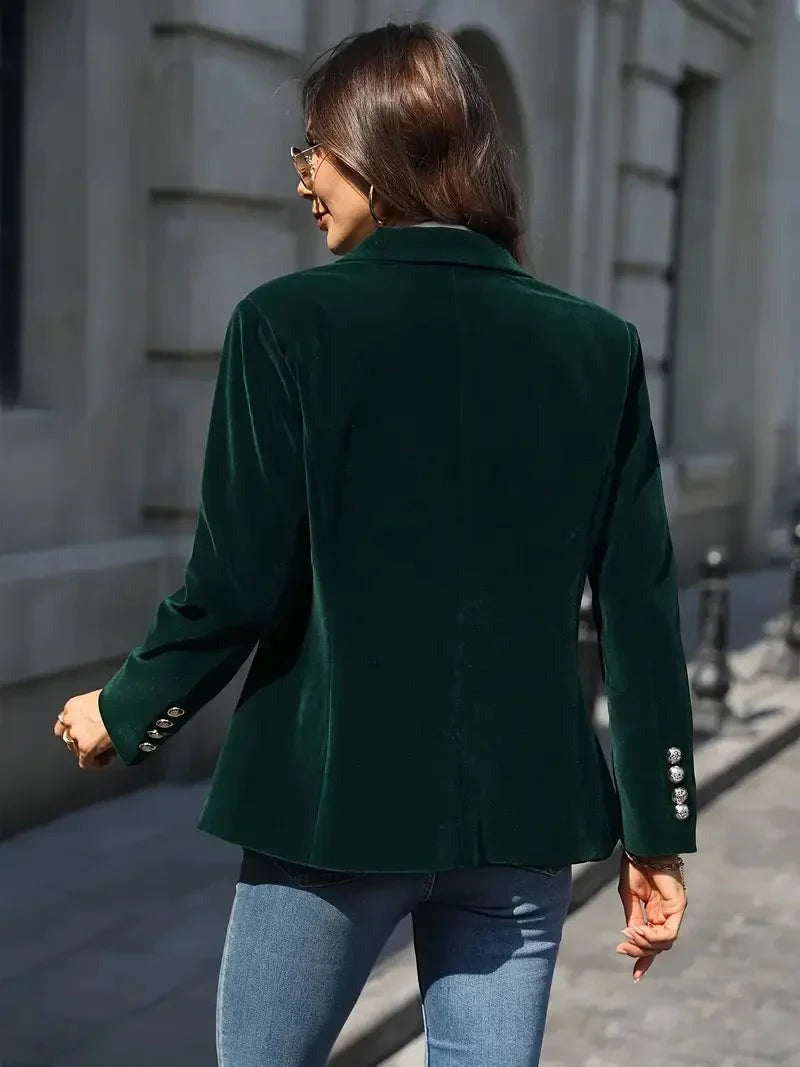 Holly - Women's fitted velvet blazer with modern decorative buttons - photo 13
