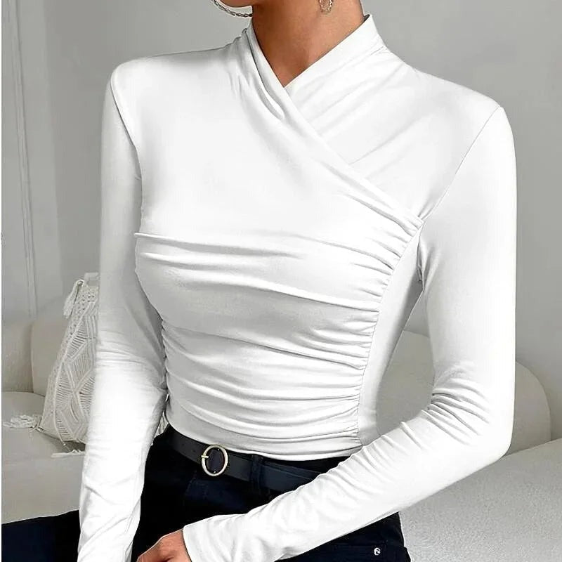 Rosalie - Women's Asymmetric Fitted Long-Sleeve Top - photo 1