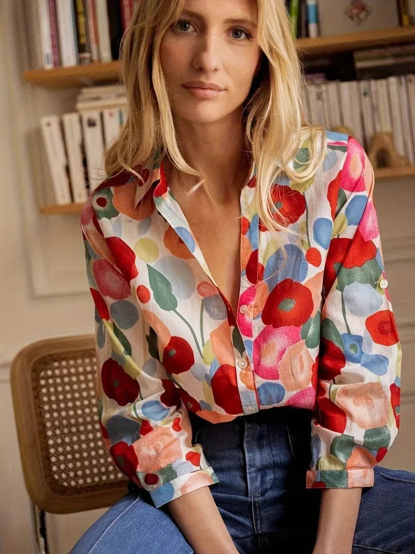 Eliza - Women's colorful floral print long-sleeved blouse - photo 1