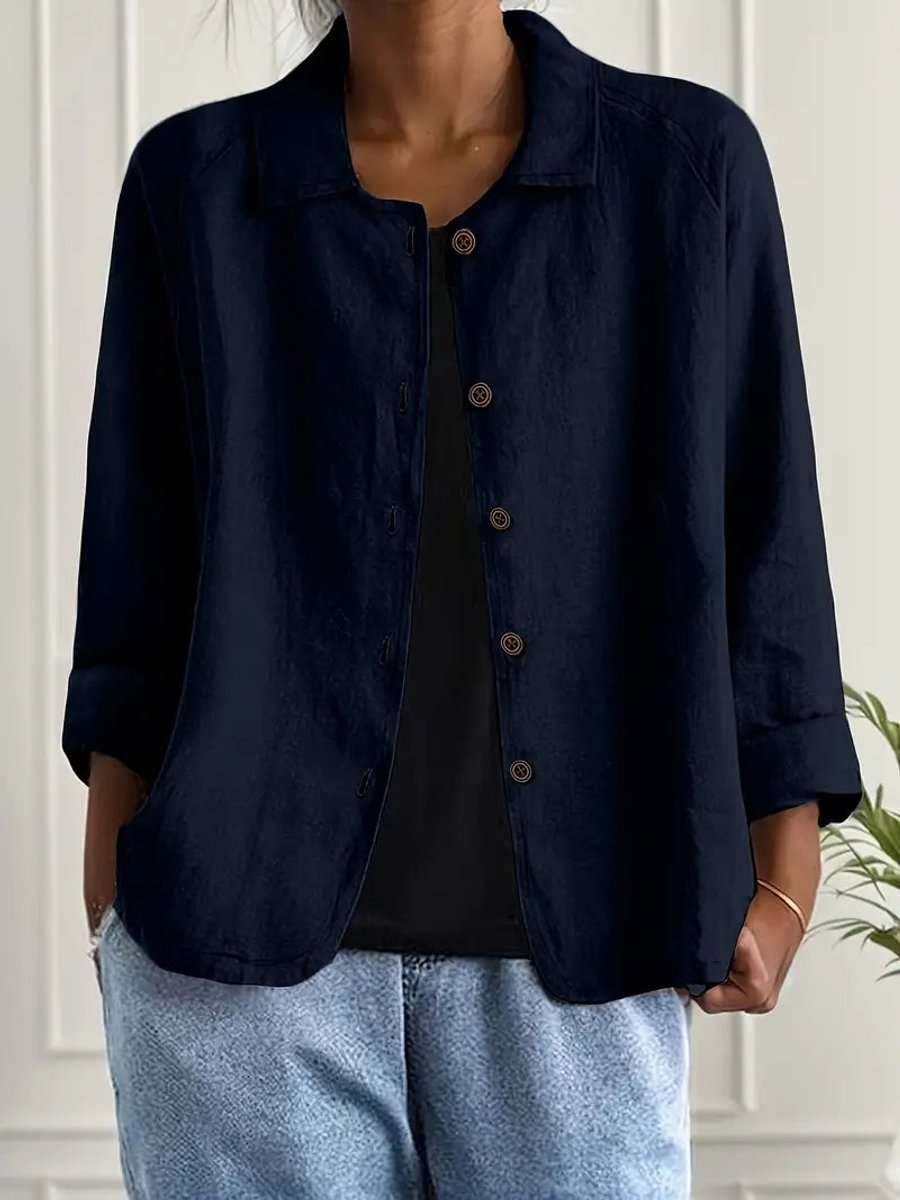 Blythe - Women's Relaxed-fit Button-front Lightweight Linen Shirt - photo 4