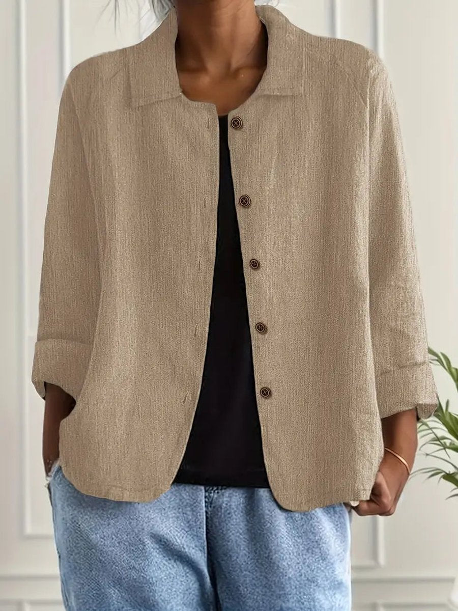 Blythe - Women's Relaxed-fit Button-front Lightweight Linen Shirt - photo 9
