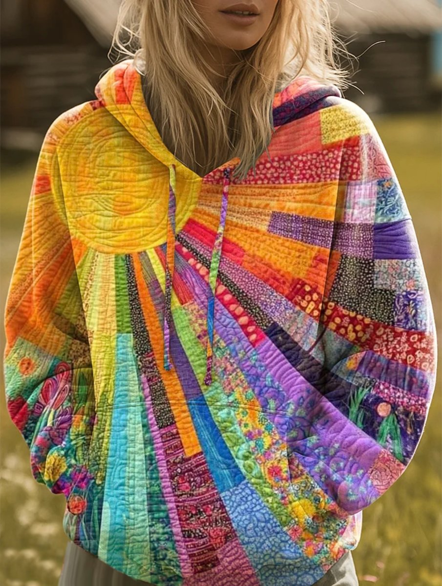 Bridie - Women's Quilted Patchwork Hooded Jumper - photo 1