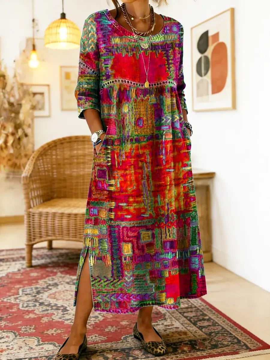 Brigitta - Women's Midi Dress with Boho Print - photo 1