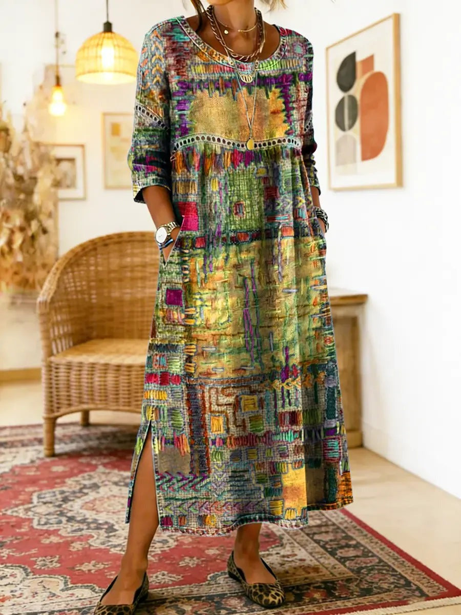 Brigitta - Women's Midi Dress with Boho Print - photo 2