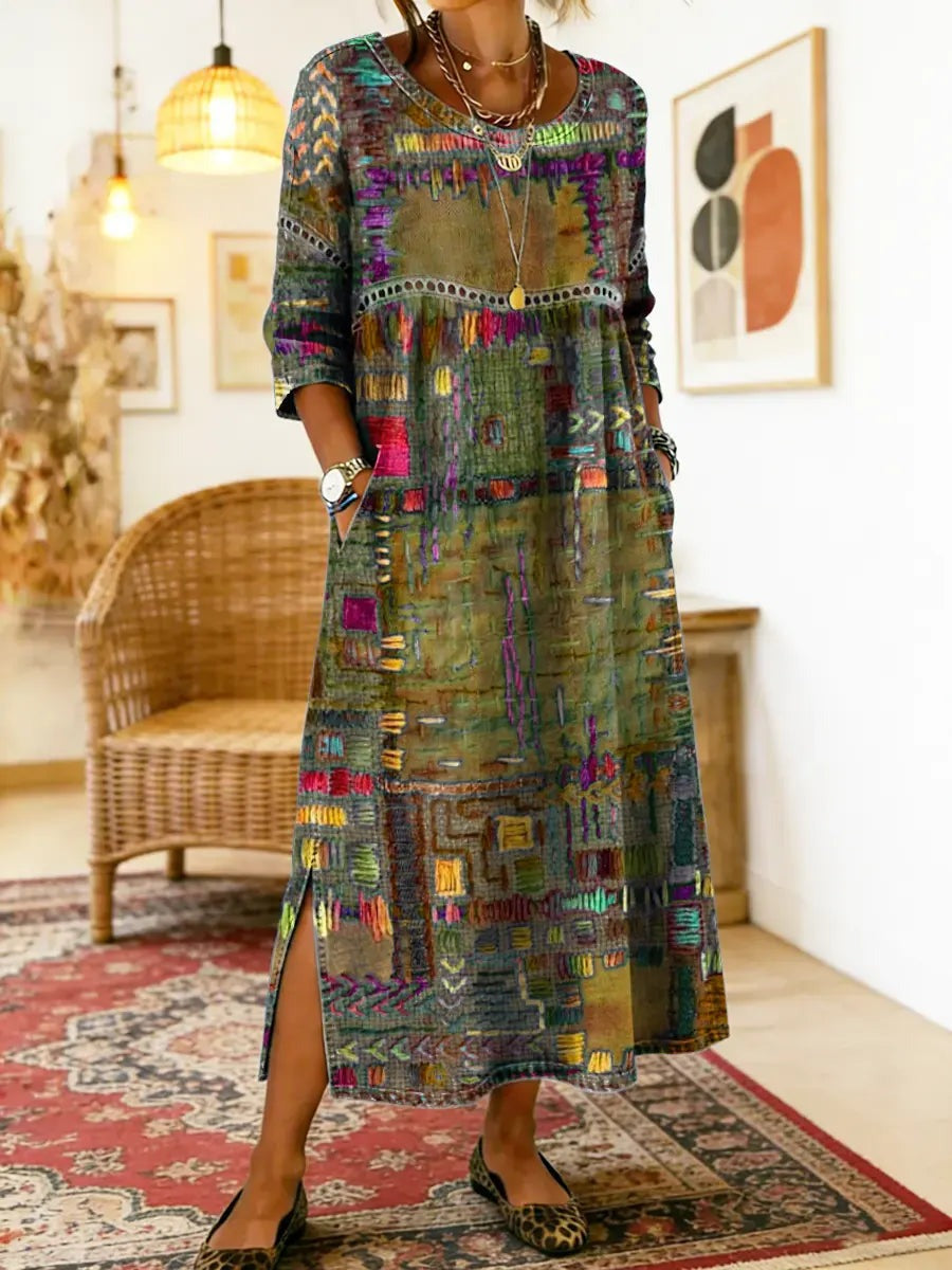 Brigitta - Women's Midi Dress with Boho Print - photo 4