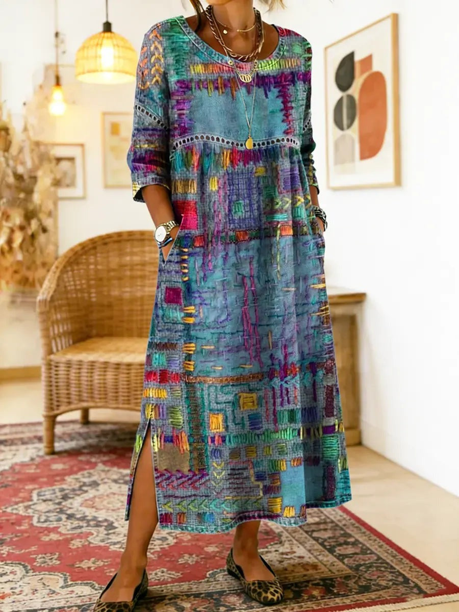Brigitta - Women's Midi Dress with Boho Print - photo 8