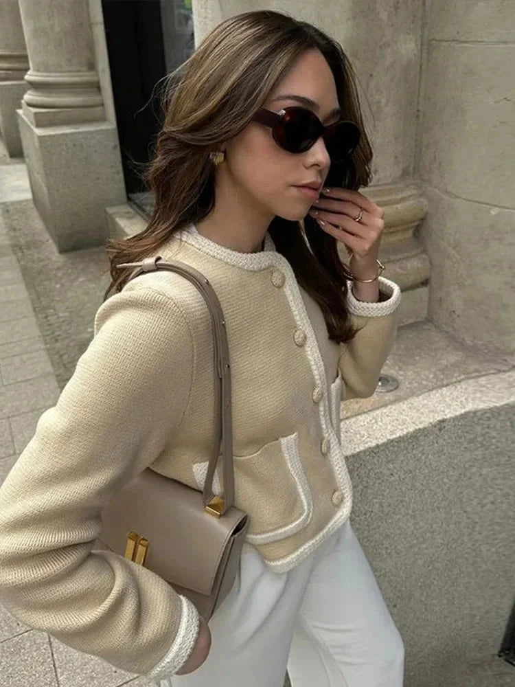 Brittany - Women's Knitted Jacket with Button Front - photo 2