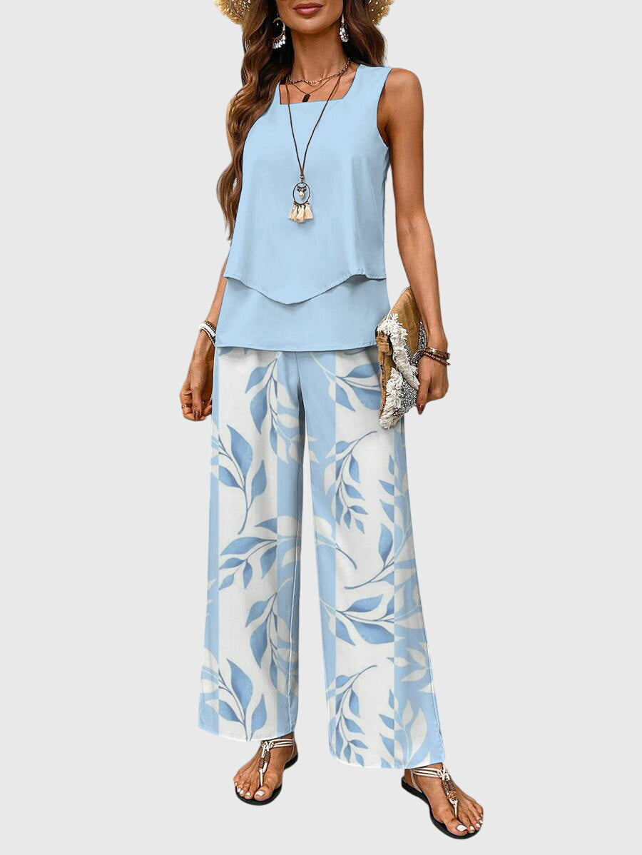 Bernadette - Women's Printed Two-Piece Set with a Square Neckline