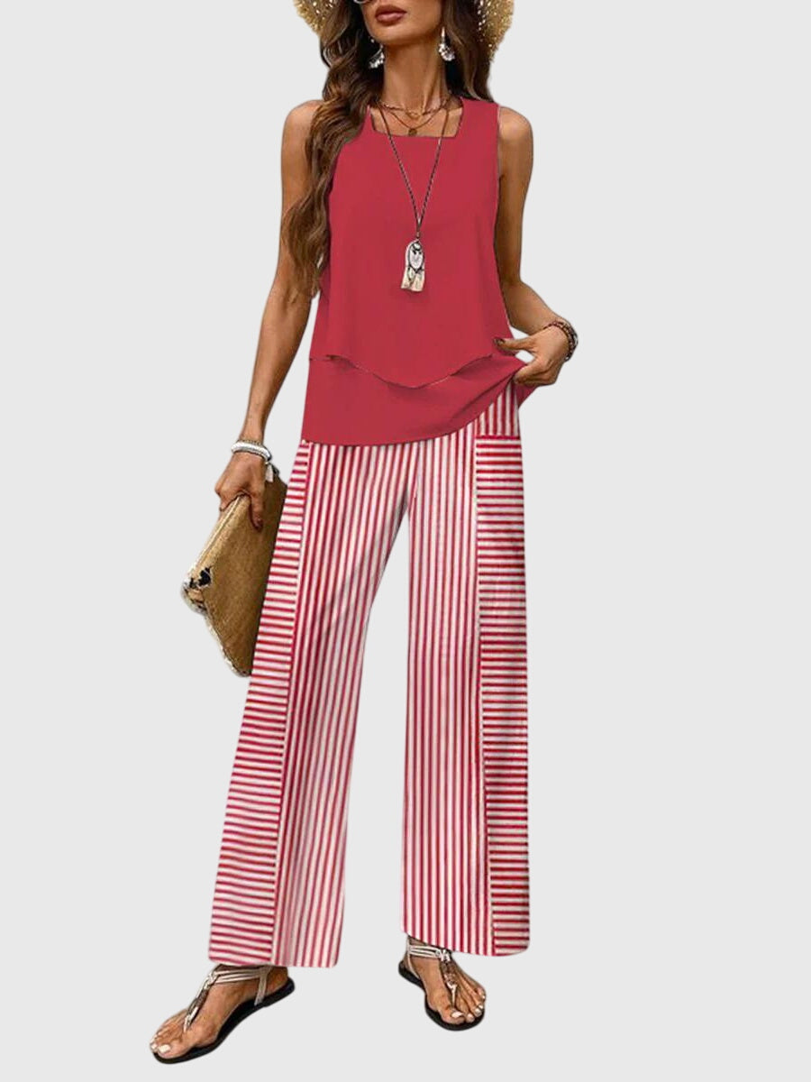 Bernadette - Women's Printed Two-Piece Set with a Square Neckline