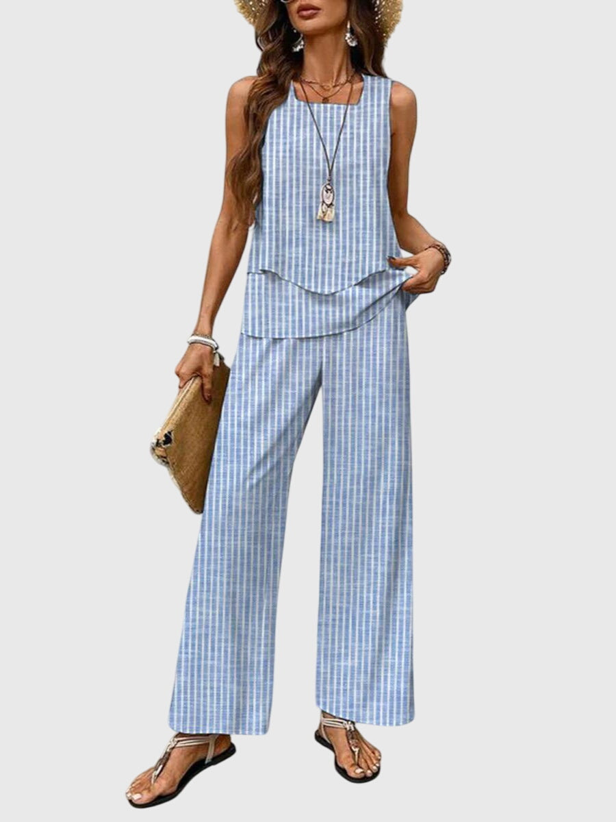 Bernadette - Women's Printed Two-Piece Set with a Square Neckline