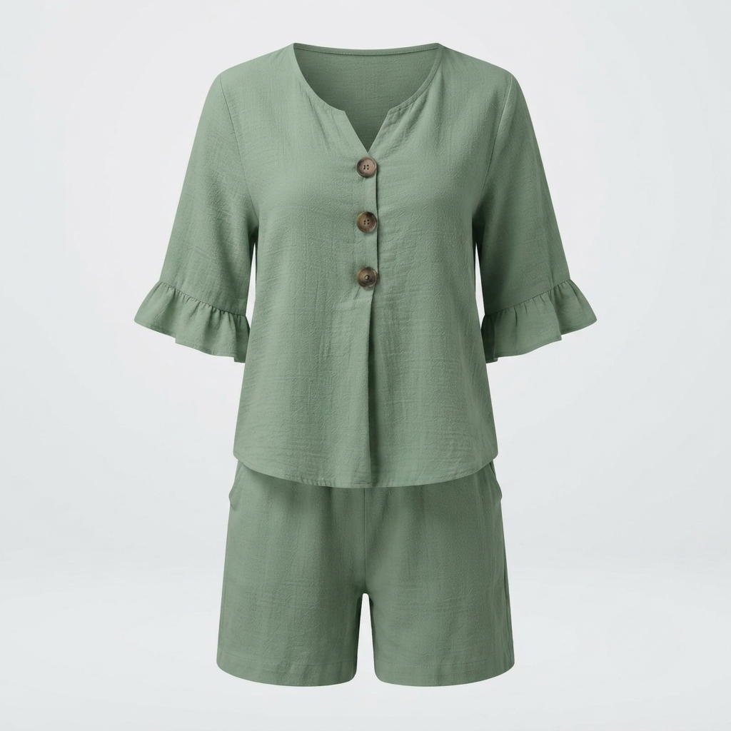 Calanthe - Women's Relaxed Two-Piece Set with Ruffle Trim - photo 9