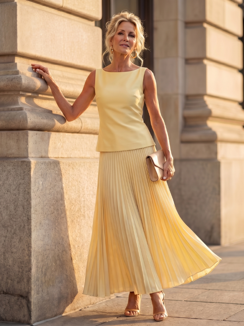 Calista - Women's Two-Piece Set with Pleats and Sleeveless Cut - photo 1