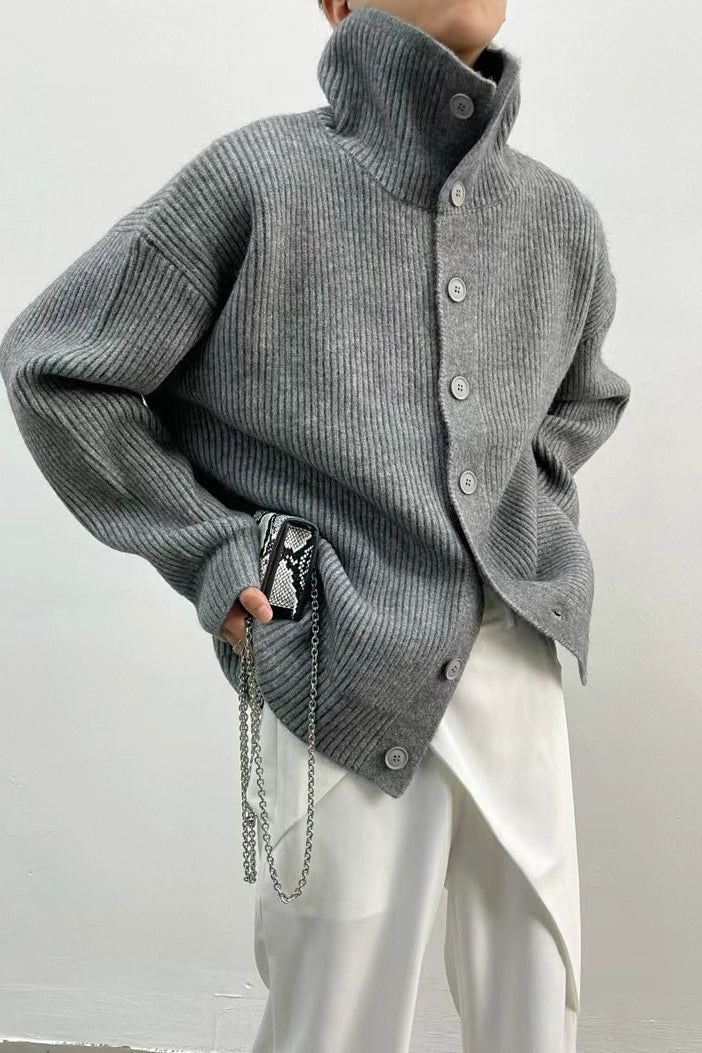 Caroline - Women's Ribbed Cardigan with Ruching and Button Front - photo 1