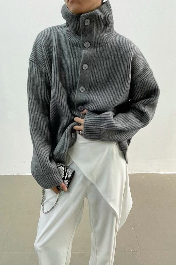 Caroline - Women's Ribbed Cardigan with Ruching and Button Front - photo 6
