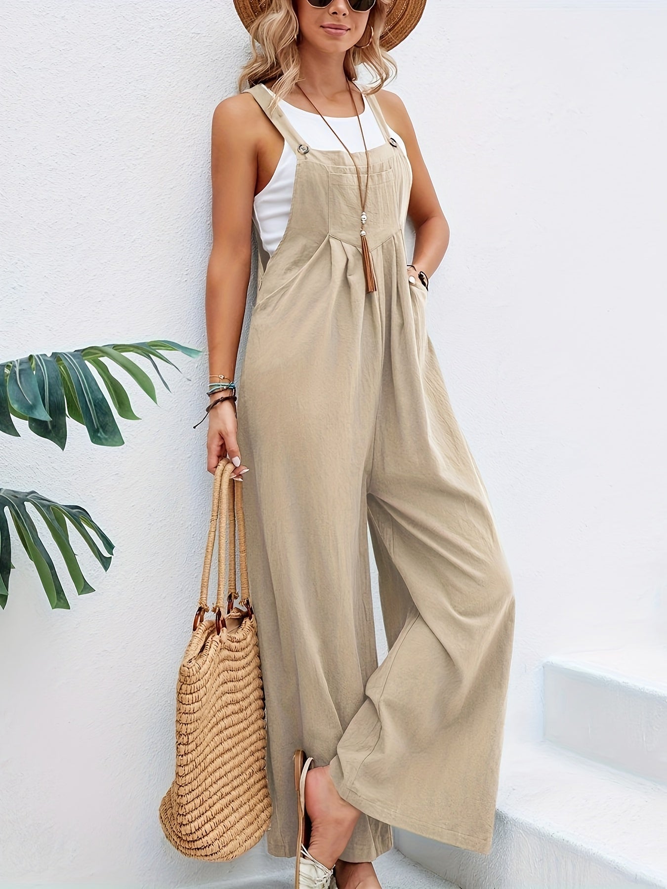 Camilla - Women's Linen Jumpsuit with Straps