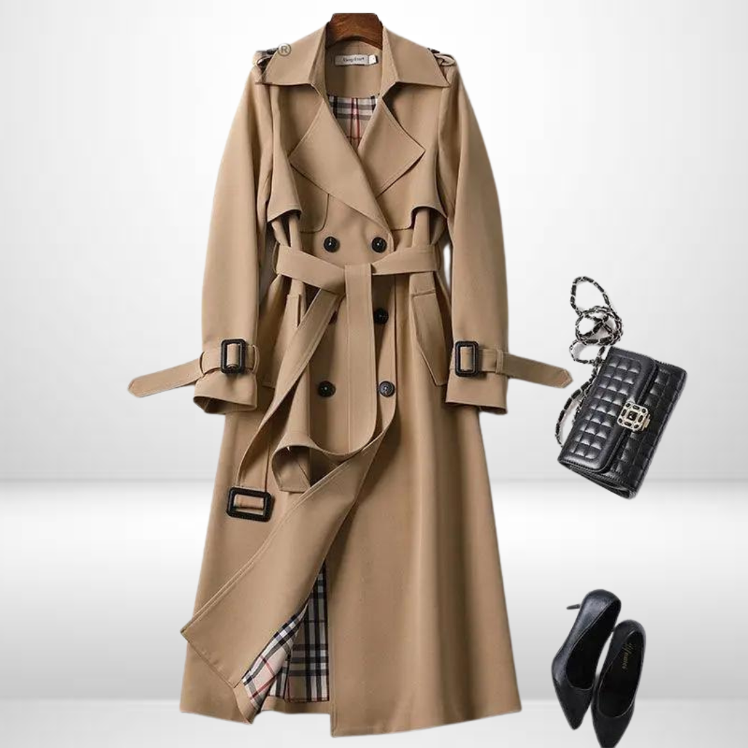 Cathleen - Women's Oversized Trench Coat with Side Pockets - photo 1