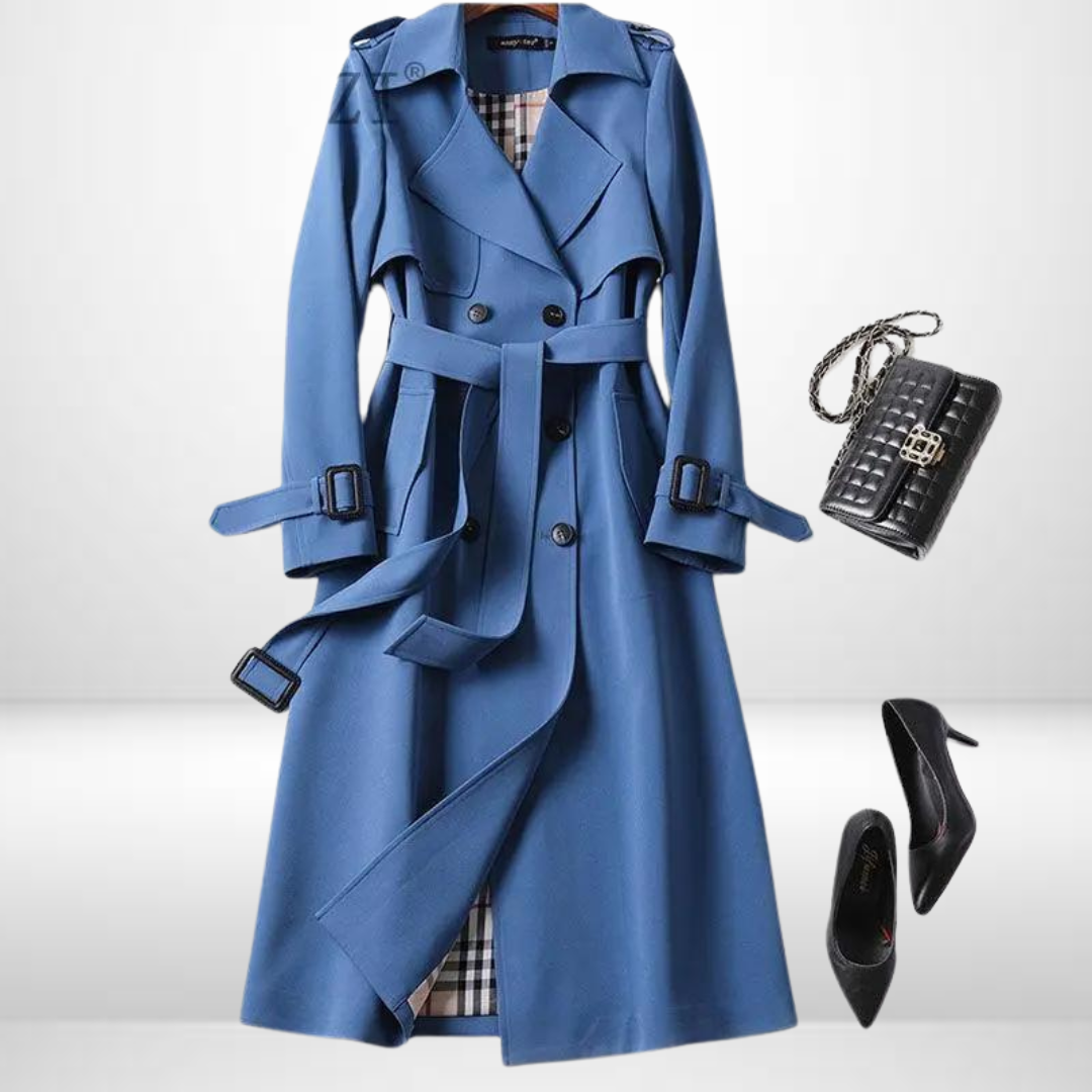 Cathleen - Women's Oversized Trench Coat with Side Pockets - photo 2