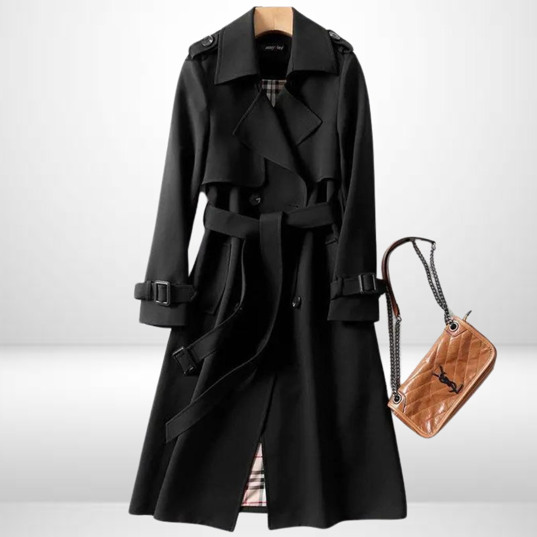Cathleen - Women's Oversized Trench Coat with Side Pockets - photo 3