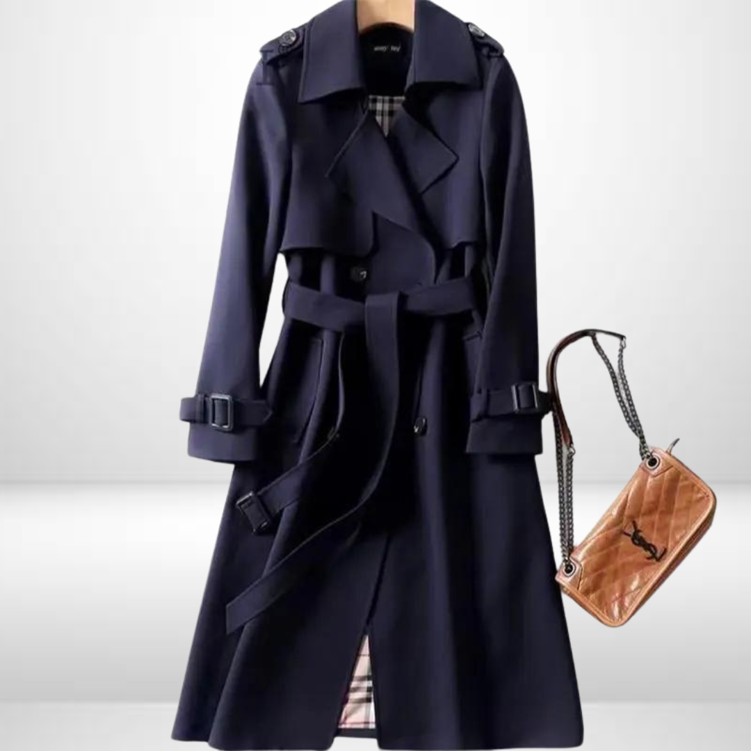 Cathleen - Women's Oversized Trench Coat with Side Pockets - photo 5