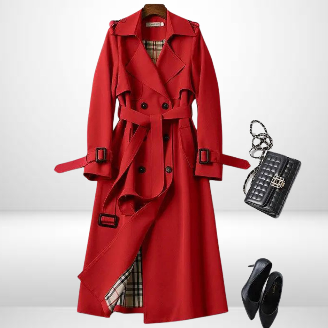 Cathleen - Women's Oversized Trench Coat with Side Pockets - photo 6