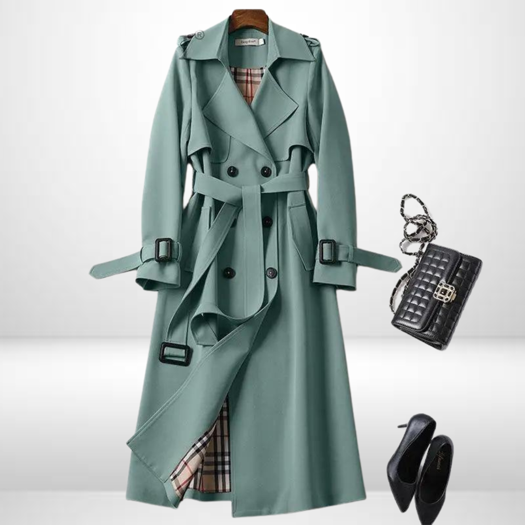 Cathleen - Women's Oversized Trench Coat with Side Pockets - photo 7
