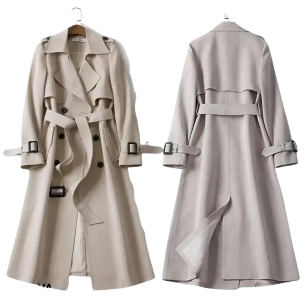 Cathleen - Women's Oversized Trench Coat with Side Pockets - photo 8