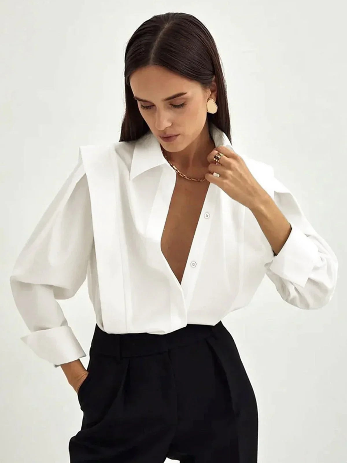 Jane - Women's boxy shirt with multiple buttons, available in various colours - photo 1