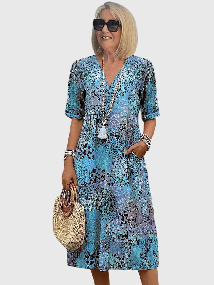 Cathleen - Women's Floral Midi Dress with a Lightweight Fabric