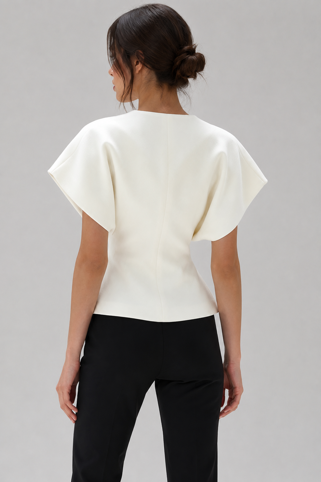 Women's Wrap Front Peplum Top with Cap Sleeves