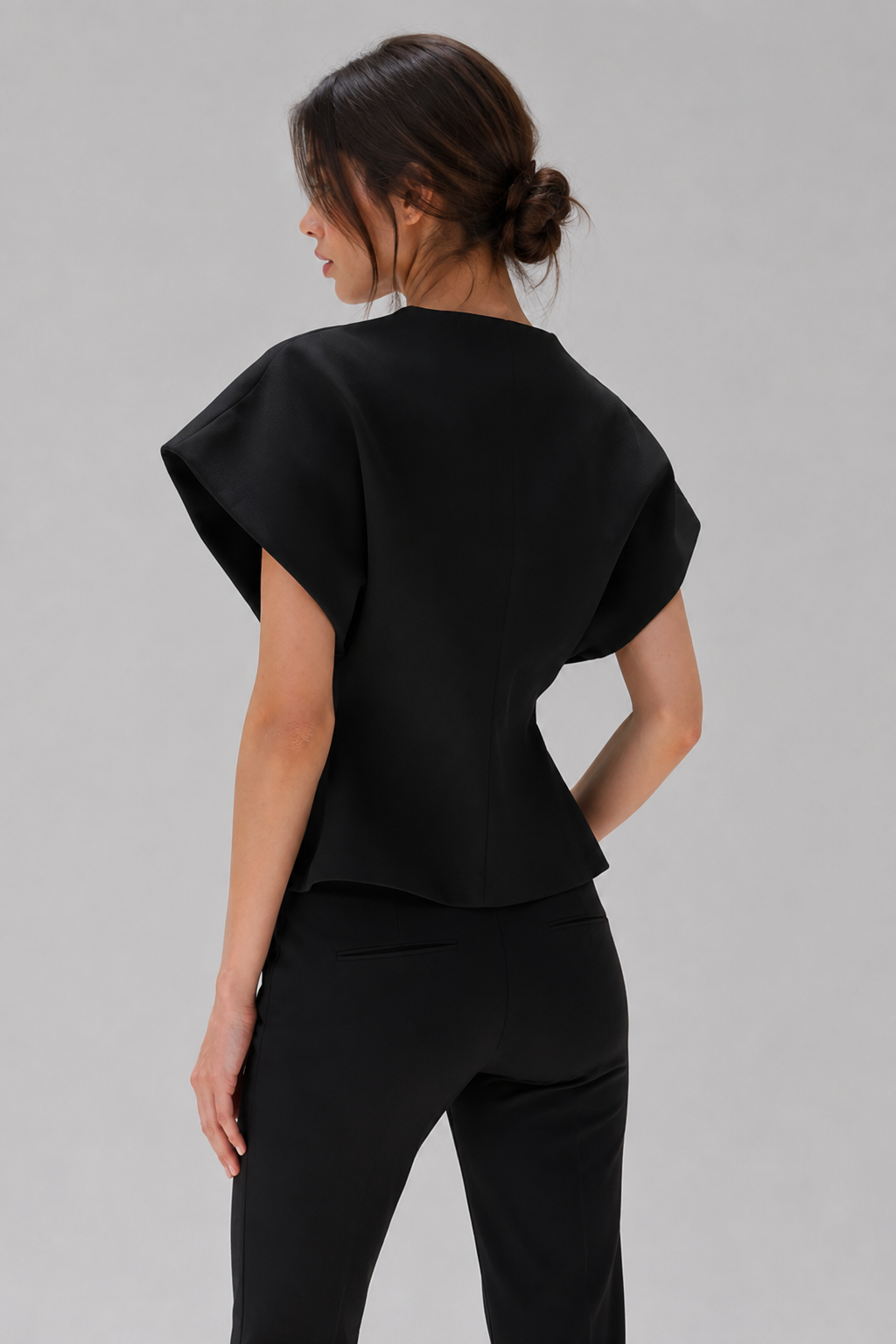 Women's Wrap Front Peplum Top with Cap Sleeves