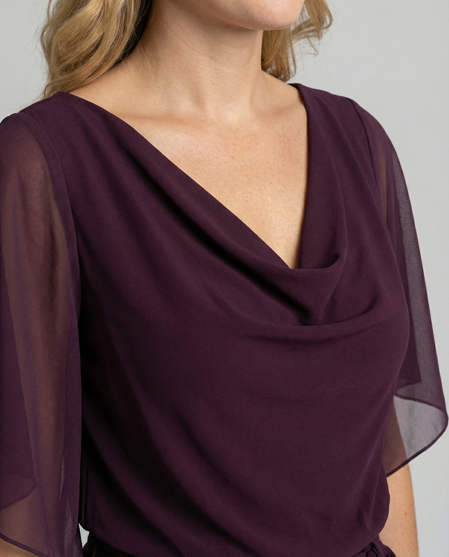 Women's Chiffon Sleeve Wide Leg Wedding Guest Jumpsuit
