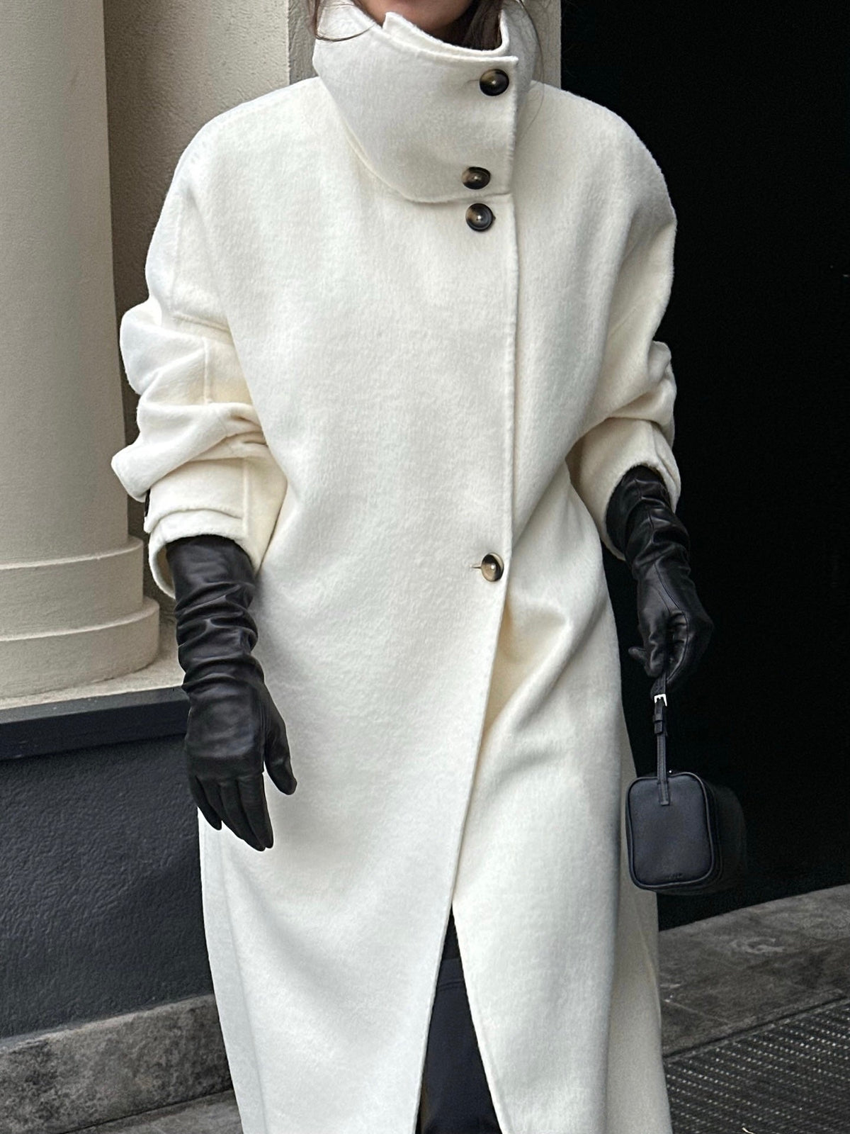 Coco - Women's Structured Longline Coat with High-neck Design - photo 3