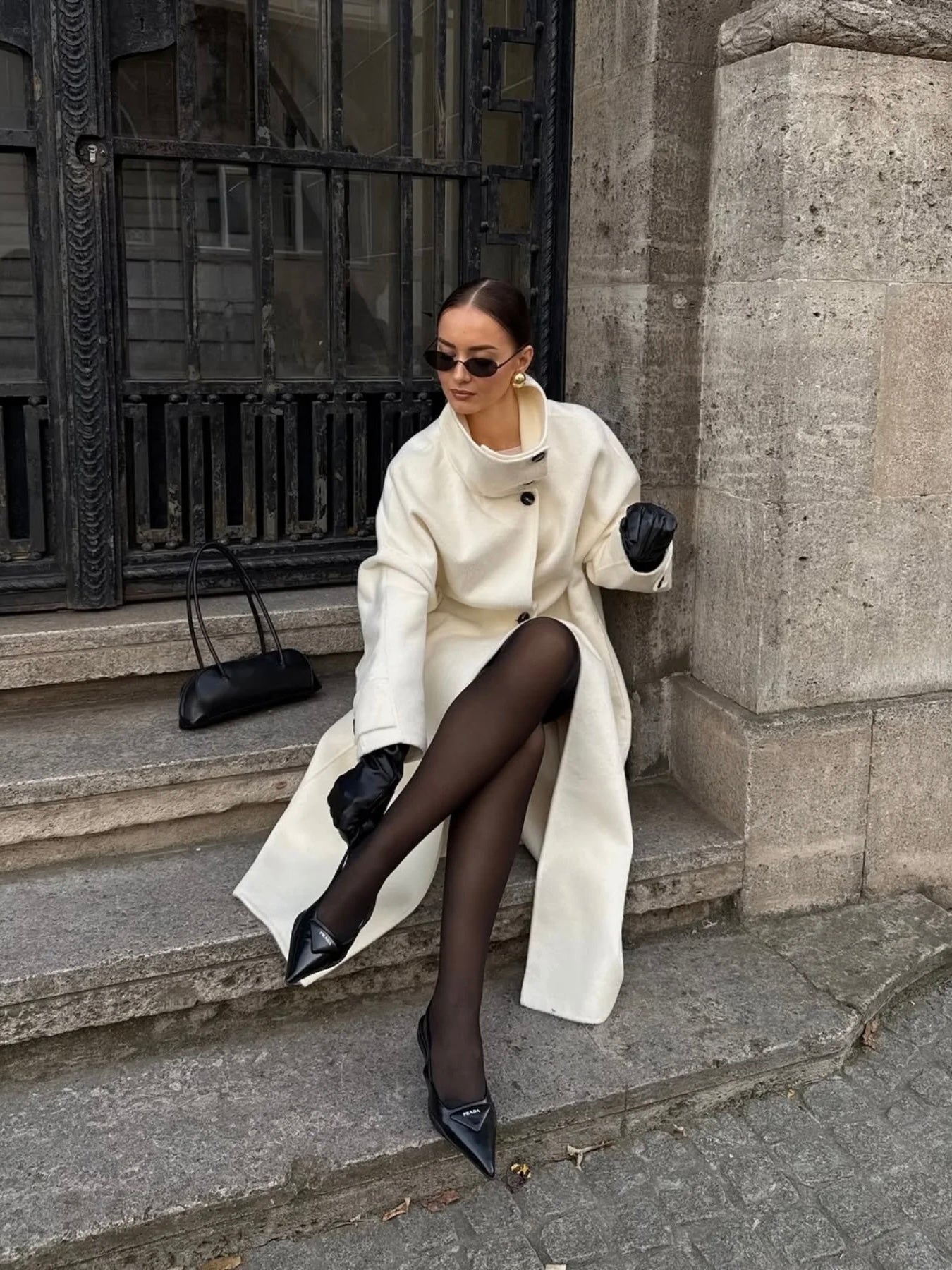 Coco - Women's Structured Longline Coat with High-neck Design - photo 9